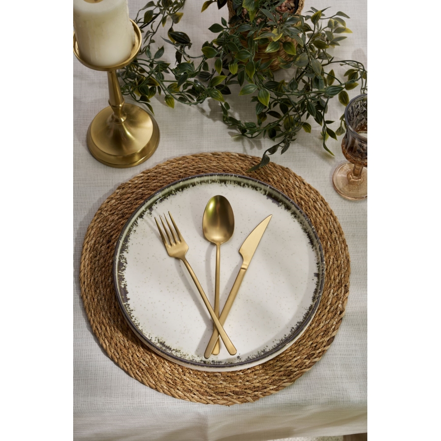 24-delige serviesset, wit/bruin, porselein