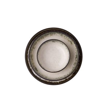 24-delige serviesset, wit/bruin, porselein