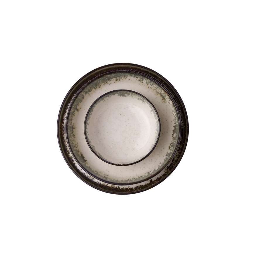 24-delige serviesset, wit/bruin, porselein