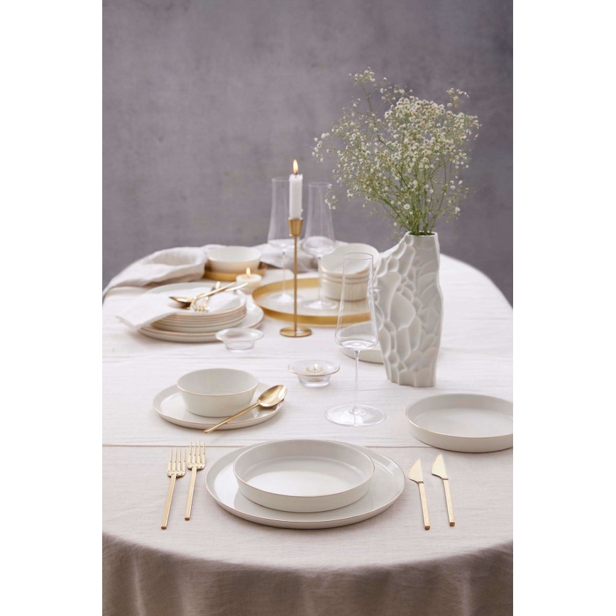 24-delige serviesset, wit/goud/porselein