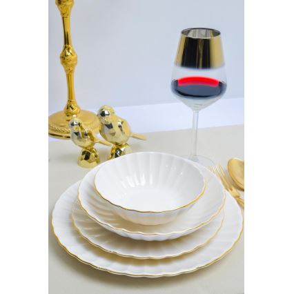 24-delige serviesset, wit/goud, porselein