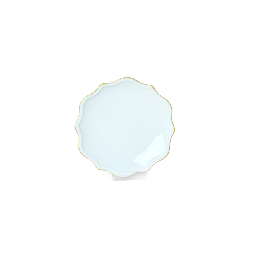 24-delige serviesset, wit met gouden accenten, van steengoed