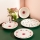 24-delige serviesset, wit/rood/groen, porselein
