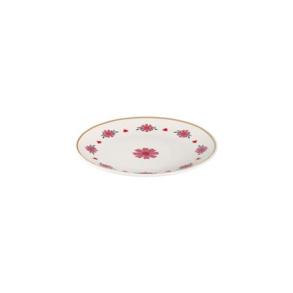 24-delige serviesset, wit/rood/groen, porselein