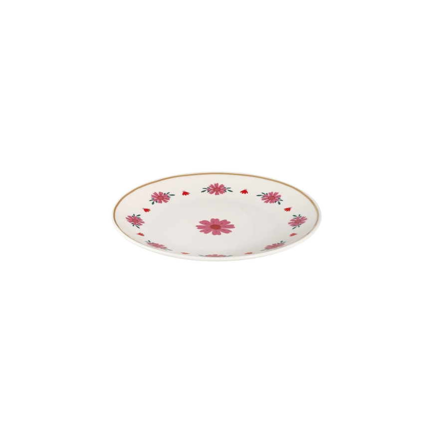 24-delige serviesset, wit/rood/groen, porselein