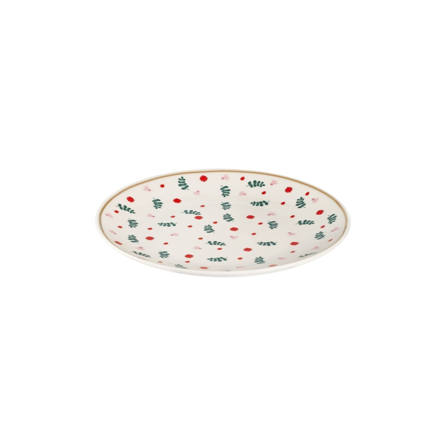 24-delige serviesset, wit/rood/groen, porselein