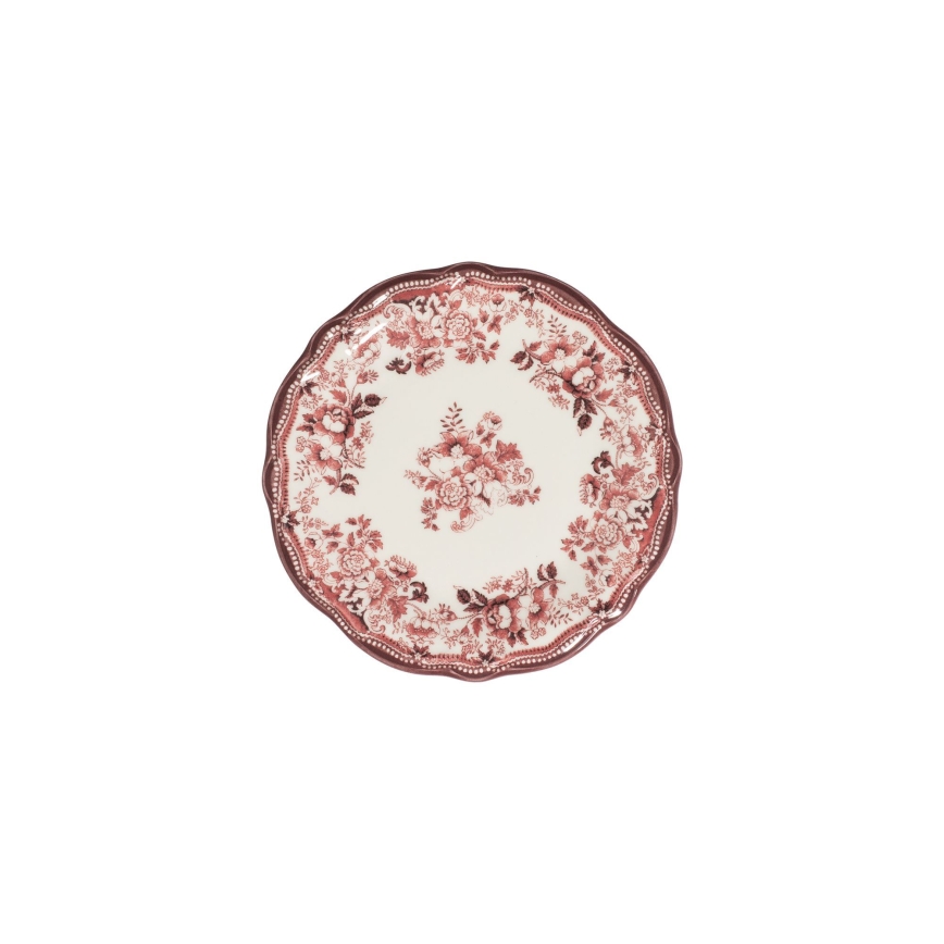 24-delige serviesset, wit/roze, porselein