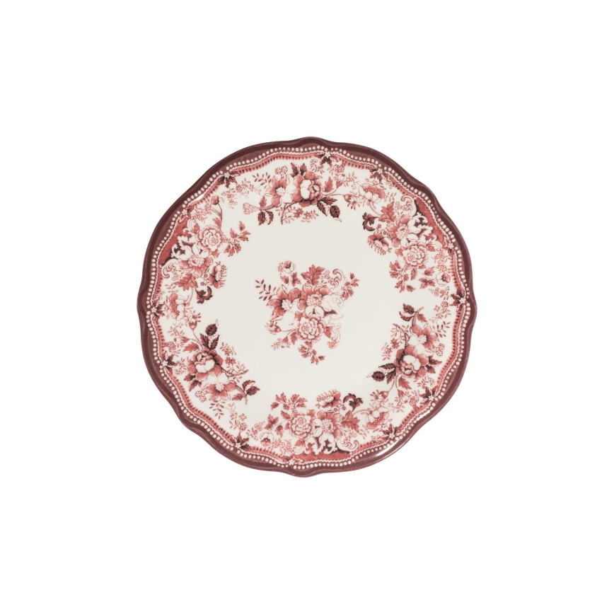 24-delige serviesset, wit/roze, porselein