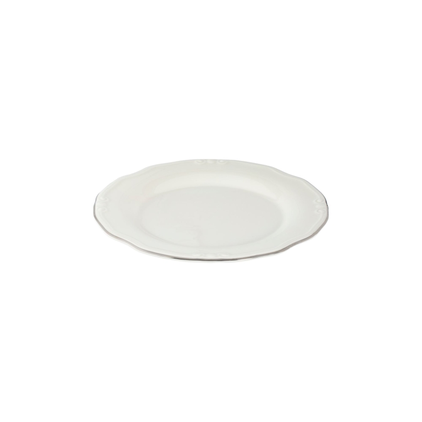 24-delige serviesset, wit/zilver, porselein