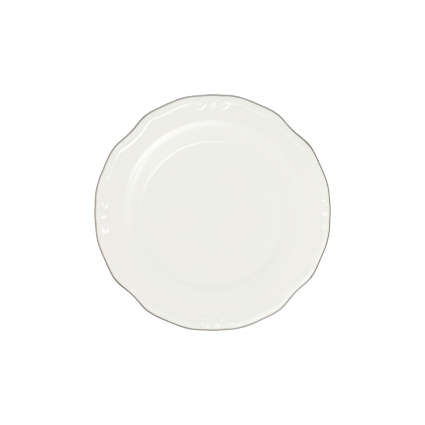 24-delige serviesset, wit/zilver, porselein