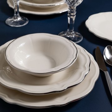 24-delige serviesset wit/zilver/porselein