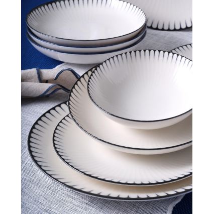 24-delige serviesset wit/zwart/porselein