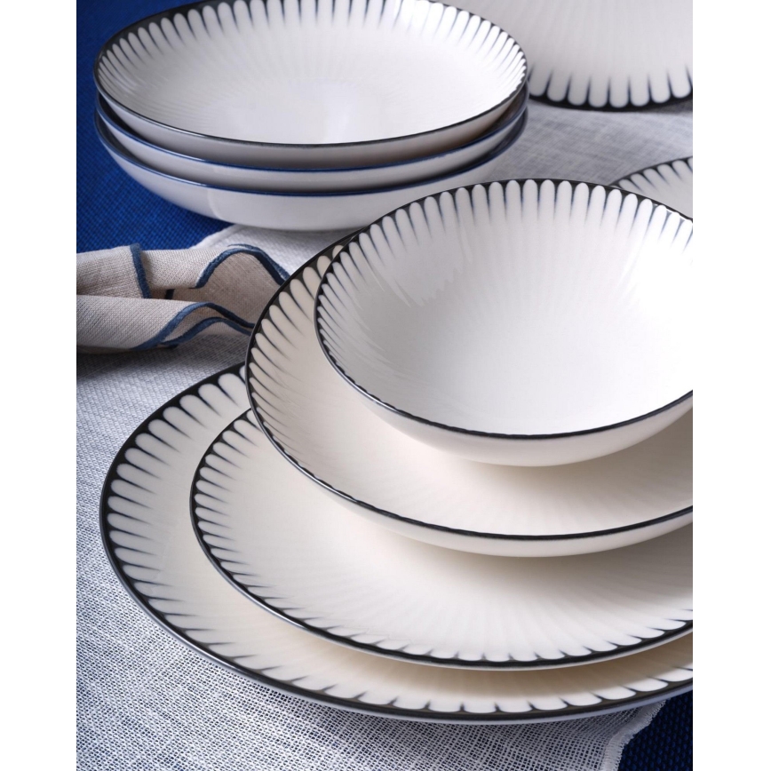 24-delige serviesset wit/zwart/porselein