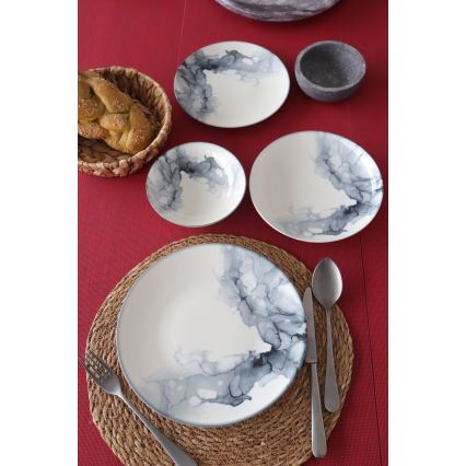 24-delige serviesset wit/zwart/porselein