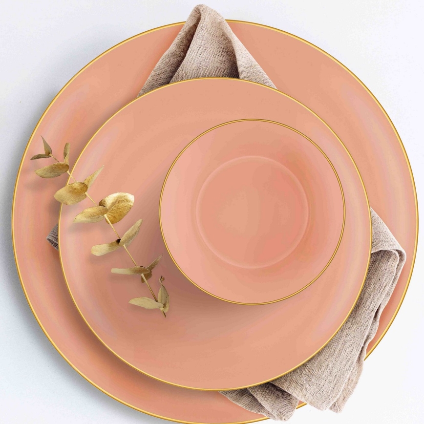 24-delige serviesset, zalm/goud, keramiek