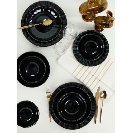 24-delige serviesset, zwart/steengoed