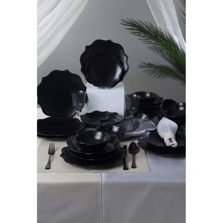 24-delige serviesset zwart/steengoed
