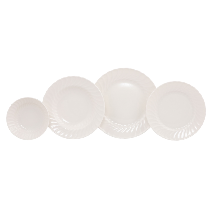 24-delige witte serviesset van porselein