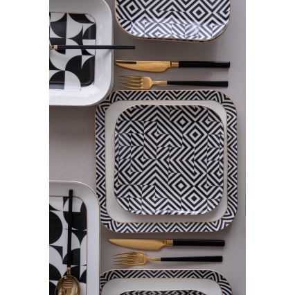 26-delig eetservies, wit/zwart/porselein