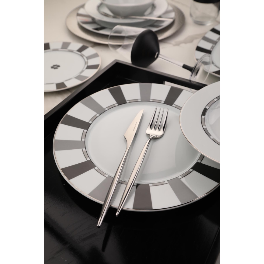 27-delig porseleinen servies, wit/grijs