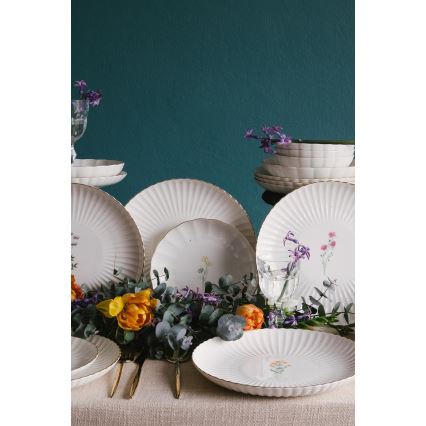 27-delige porseleinen serviesset, wit/goud