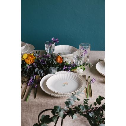 27-delige porseleinen serviesset, wit/goud