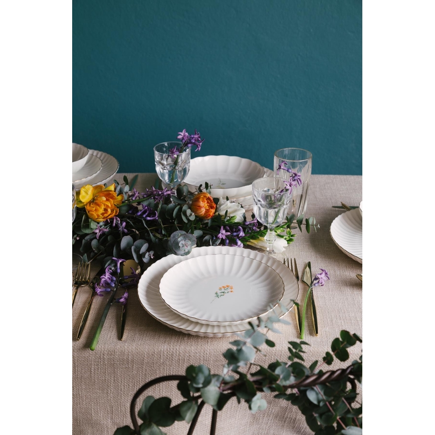 27-delige porseleinen serviesset, wit/goud