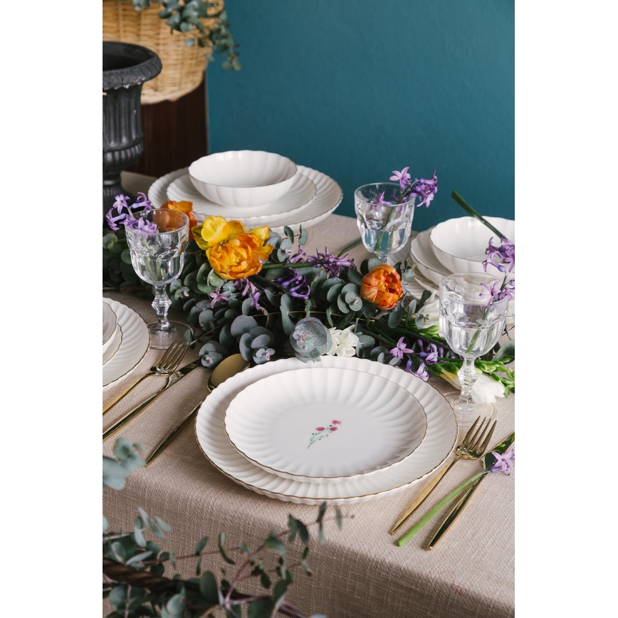 27-delige porseleinen serviesset, wit/goud