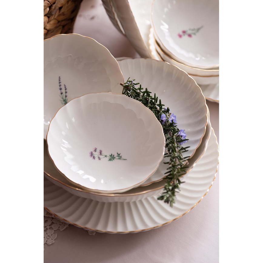 27-delige porseleinen serviesset, wit/goud