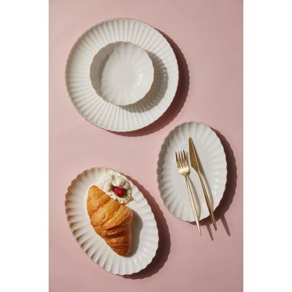 27-delige serviesset, wit/goud, porselein