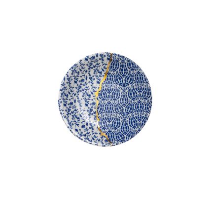 28-delige serviesset van porselein — wit met gouden en blauwe accenten