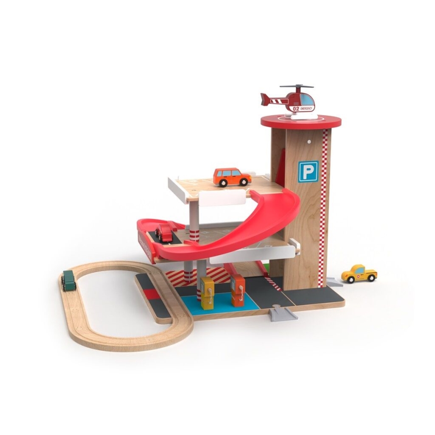 2Kids Toys - Houten garage met treinspoor