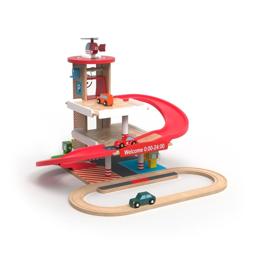 2Kids Toys - Houten garage met treinspoor