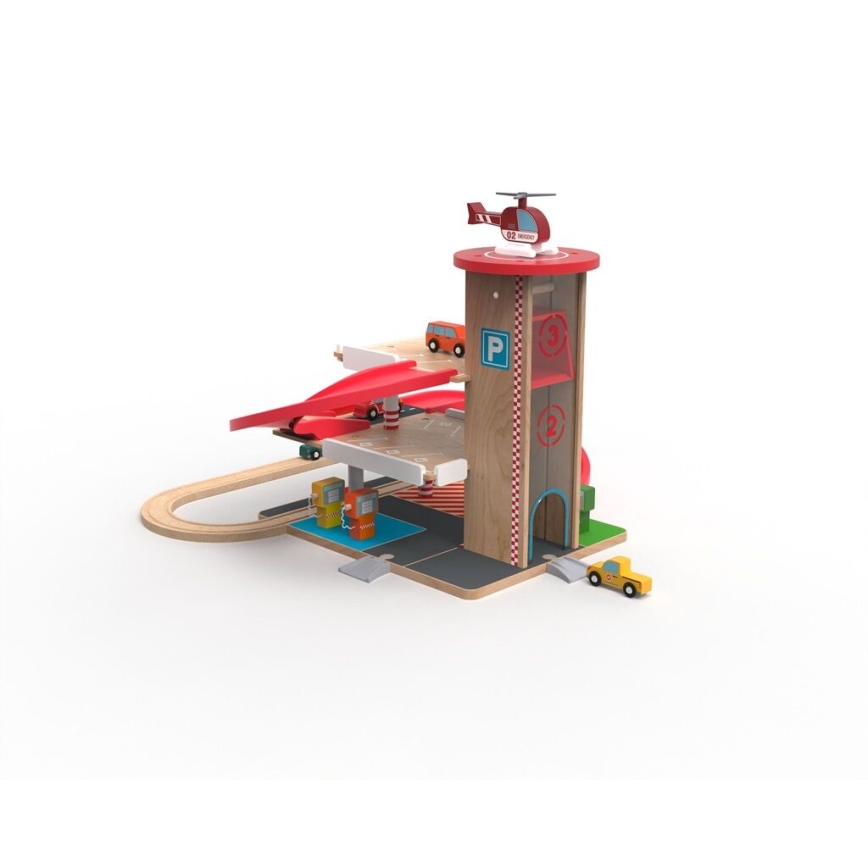 2Kids Toys - Houten garage met treinspoor