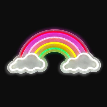 2Kids Toys - LED-neon muurdecoratie LED/5W/USB, regenboog met wolken