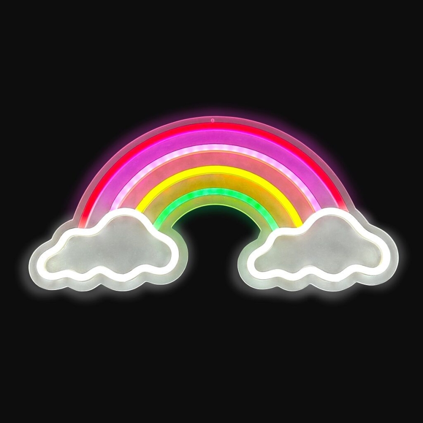 2Kids Toys - LED Neon-wanddecoratie LED/5W/USB regenboog met wolken