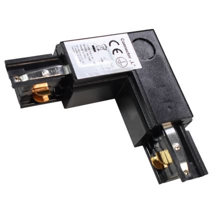 Connector voor armaturen in 3-fase TRACK railsysteem zwart type L