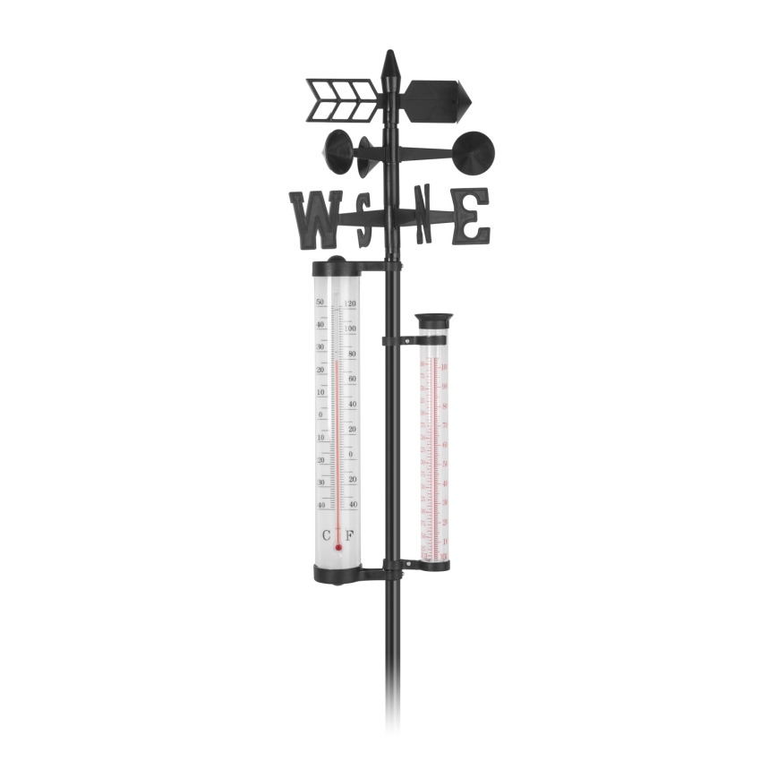 3-in-1 tuinweerstation 145 cm zwart