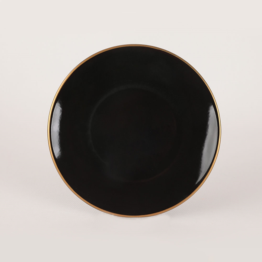 44-delige eettafelset, zwart/goud, steengoed