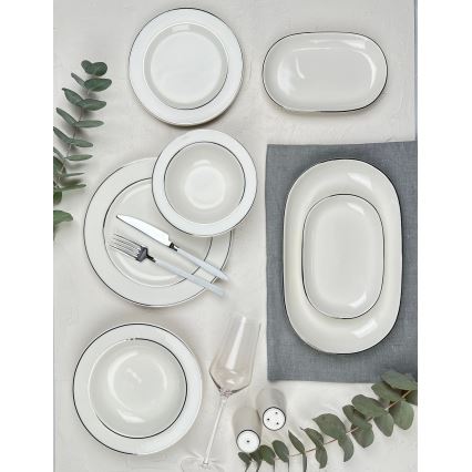 53-delige serviesset crème/zilver/porselein