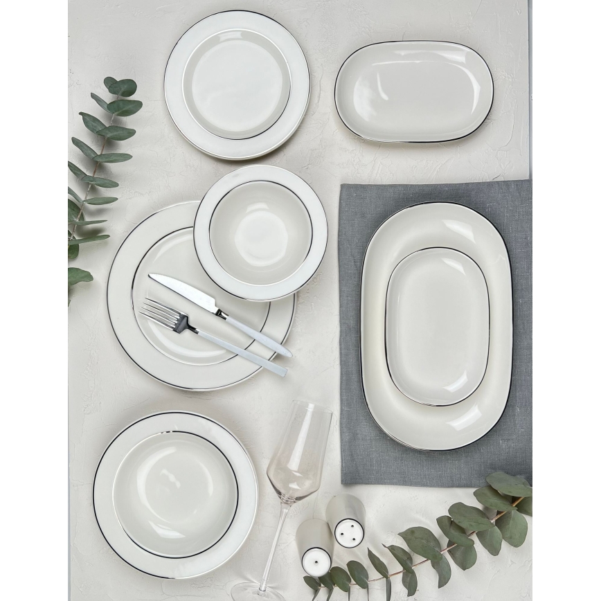 53-delige serviesset crème/zilver/porselein