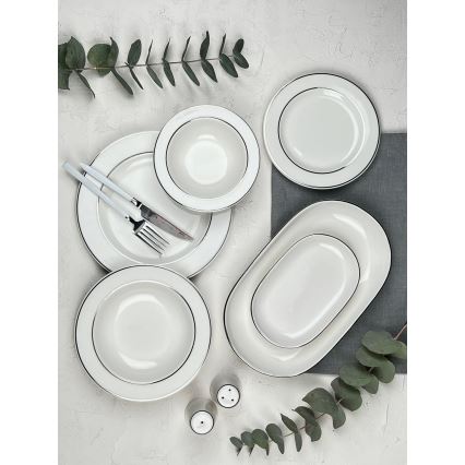 53-delige serviesset crème/zilver/porselein
