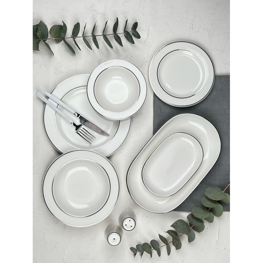 53-delige serviesset crème/zilver/porselein