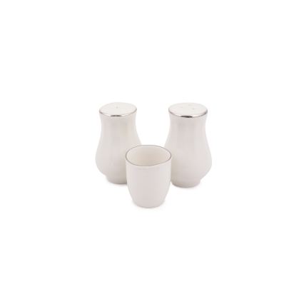 54-delige serviesset – wit/zilver/ivoor, van bone china
