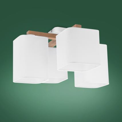 Aan plafond gevestigde hanglamp TORA 4xE27/15W/230V wit