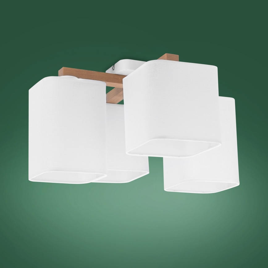 Aan plafond gevestigde hanglamp TORA 4xE27/15W/230V wit