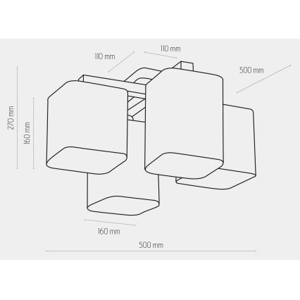 Aan plafond gevestigde hanglamp TORA 4xE27/15W/230V wit