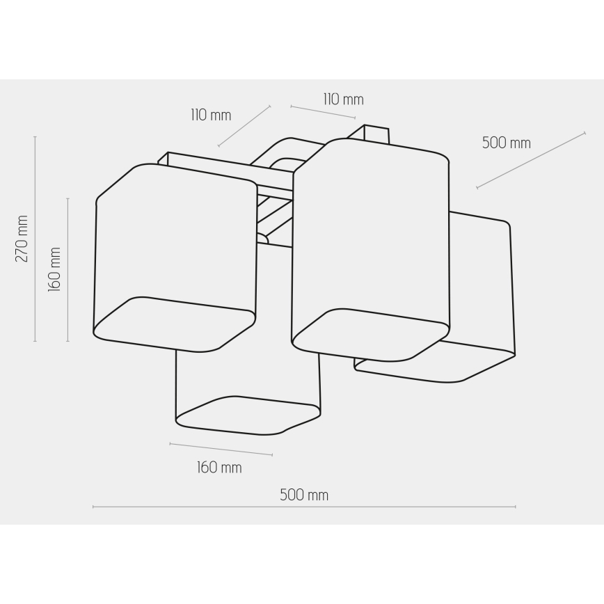 Aan plafond gevestigde hanglamp TORA 4xE27/15W/230V wit