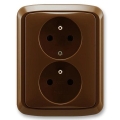 ABB 5512A-2349 H - Dubbele huishoudelijke wandcontactdoos met afdekraam TANGO 250V bruin