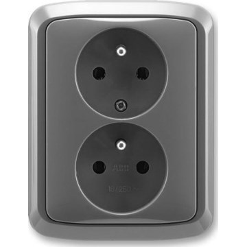 ABB 5512A-2349 S2 - Dubbele wandcontactdoos met afdekraam TANGO 250V donkergrijs